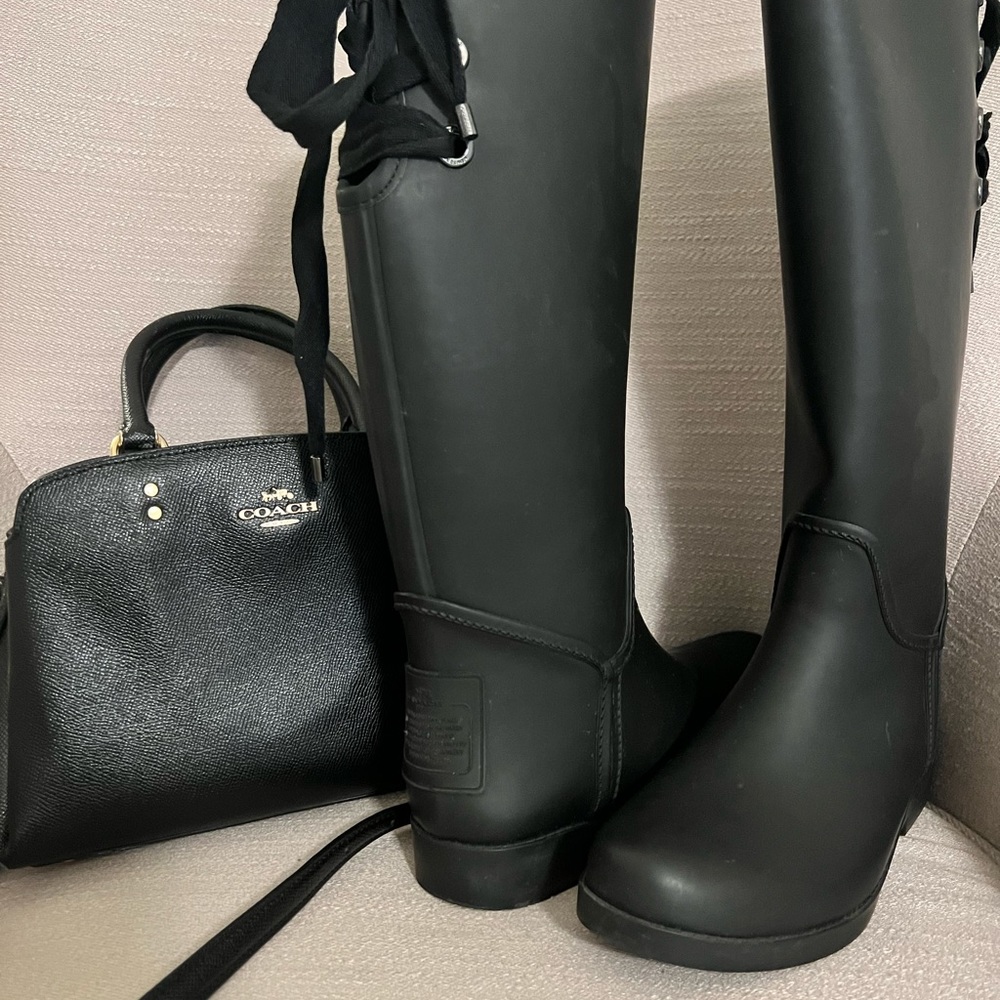 Black Coach Rain Boots